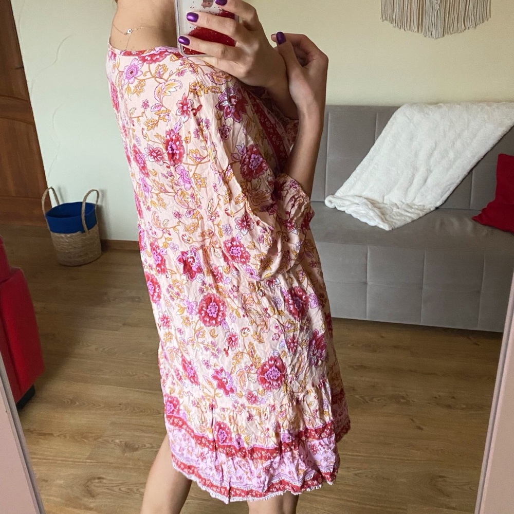 BOHO Floral Pink and Cream Dress With Tassel Detail 🌸 - Picture 4 of 14